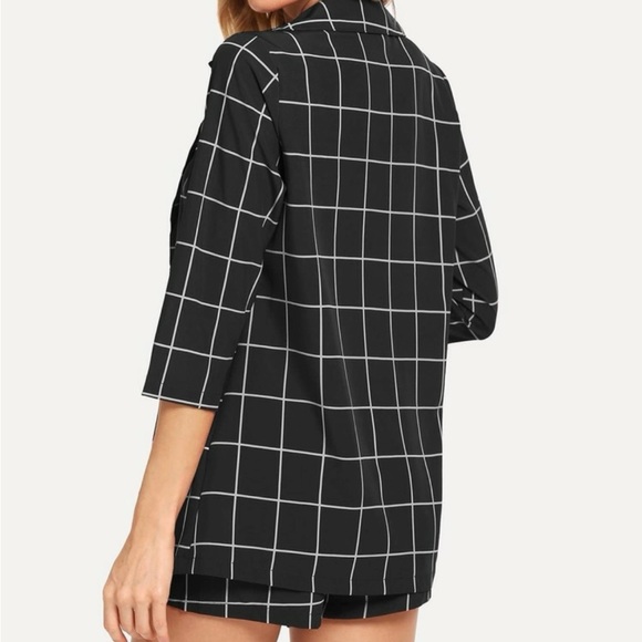 2 Piece Matching Set Plaid Blazer and Shorts Small - Picture 3 of 5